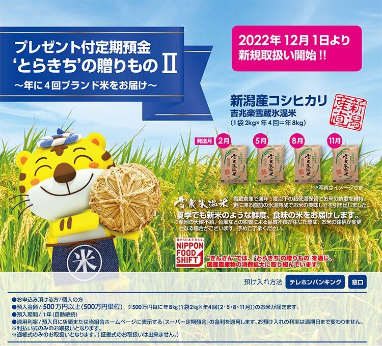 プレゼント付定期預金‘とらきち’の贈りものII